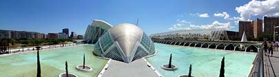 Valencia - CAC (L'Hemisf�ric und L'Umbracle - Blick vom Pont de Monteolivet)
