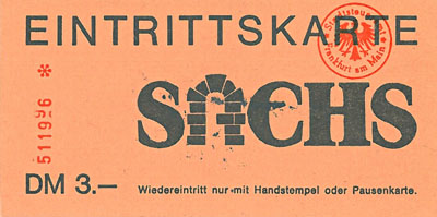 Eintrittskarte Sachs