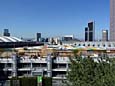 Europaviertel - Skyline Plaza (Parkdecks mit Dachelementen - im Hintergrund Festhalle)
