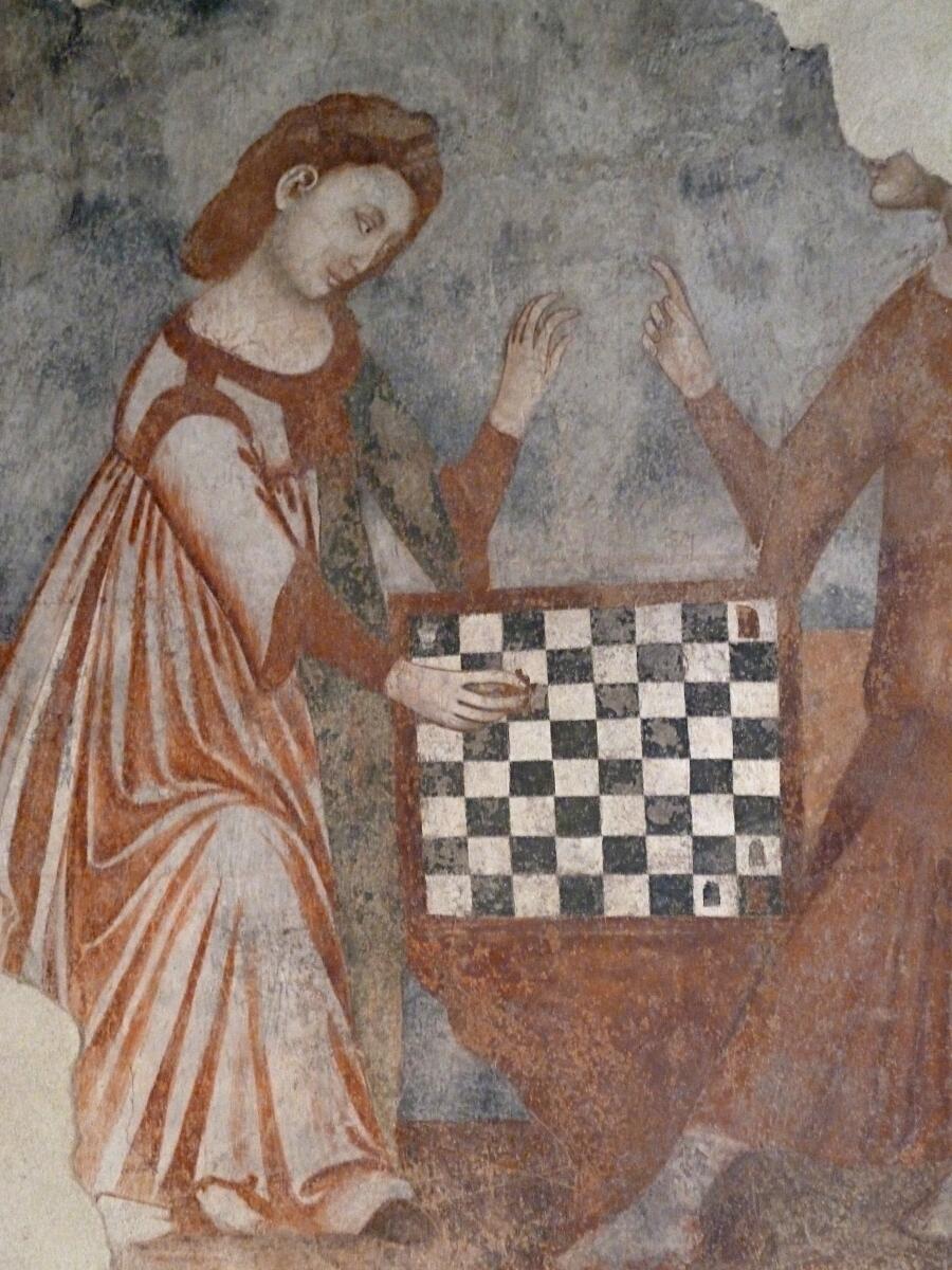 Rocca (Castello) di Arco - Fresken mit Schach spielenden Damen