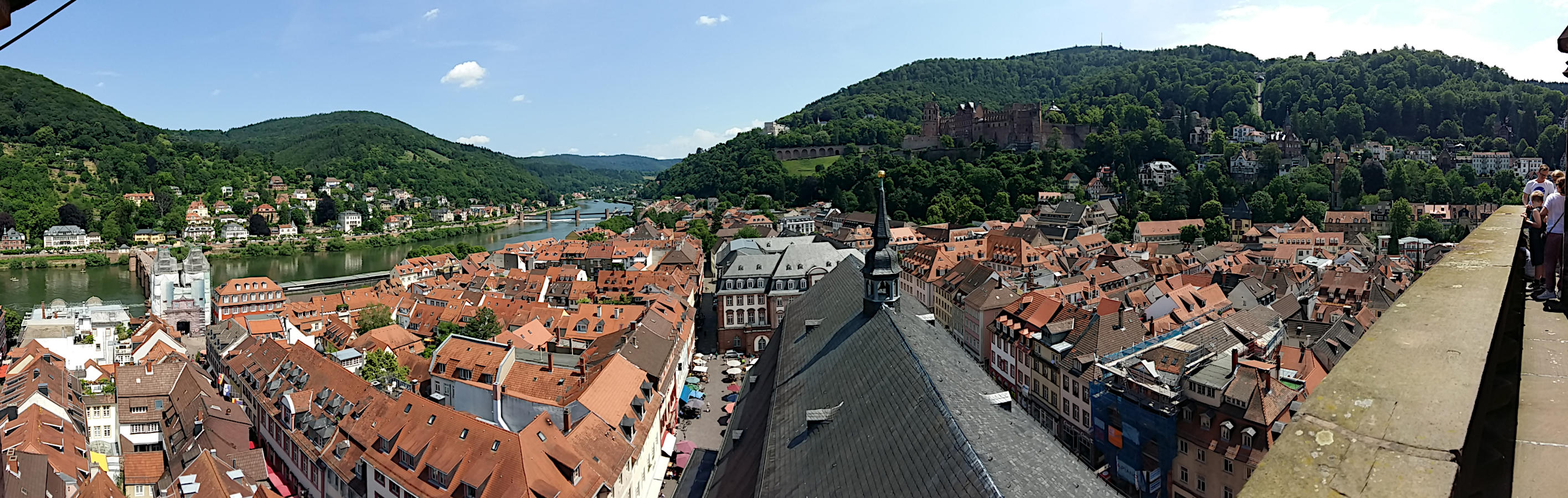 Altstadtpanorama - mit Alter Brcke und Schloss (Blickrichtung Ost von der Heiliggeistkirche)
