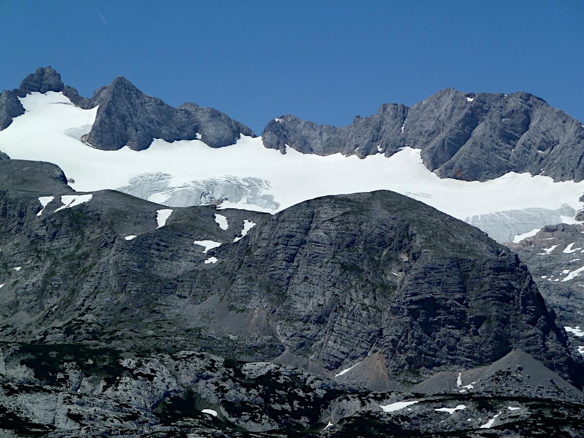 Dachsteinmassiv - 'Welterbeblick': Hoher Dachstein (2995 m), Niederer Dachstein (2934 m), Taubenkogel (2301 m), Hohes Kreuz (2837 m)