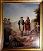 Schloss Sanssouci (1745-47) - Friedrich II. und der Marquis d�Argens beim Bau der Gruft 1744 (Johann Christoph Frisch, um 1802)